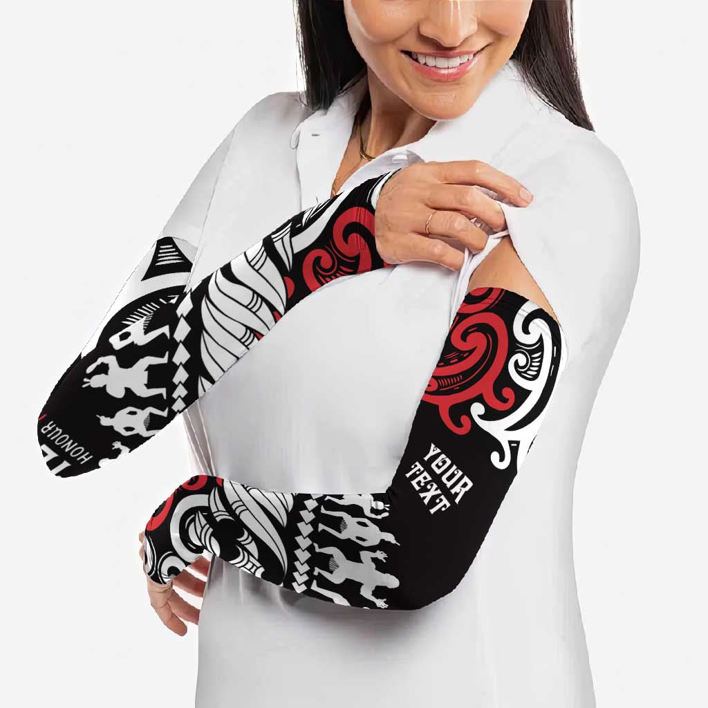 Honour The Treaty New Zealand Personalised Arm Sleeves Toitu Te Tiriti Half Fern Haka Dance - Aussie Hoodie