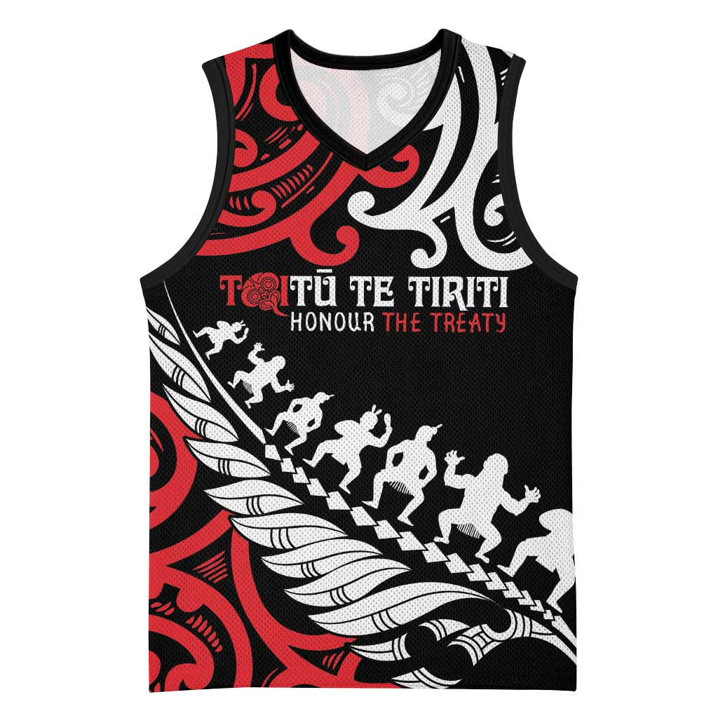 Honour The Treaty New Zealand Personalised Basketball Jersey Toitu Te Tiriti Half Fern Haka Dance - Aussie Hoodie