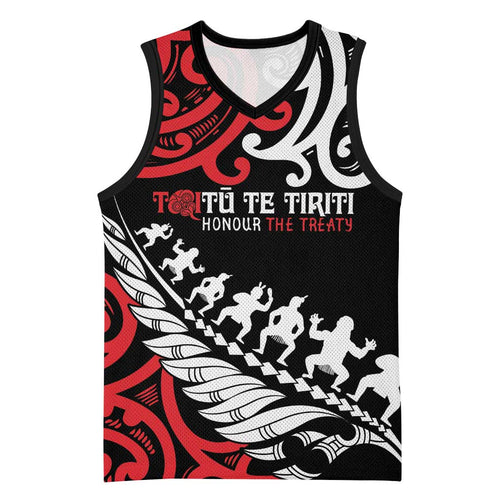 Honour The Treaty New Zealand Personalised Basketball Jersey Toitu Te Tiriti Half Fern Haka Dance - Aussie Hoodie