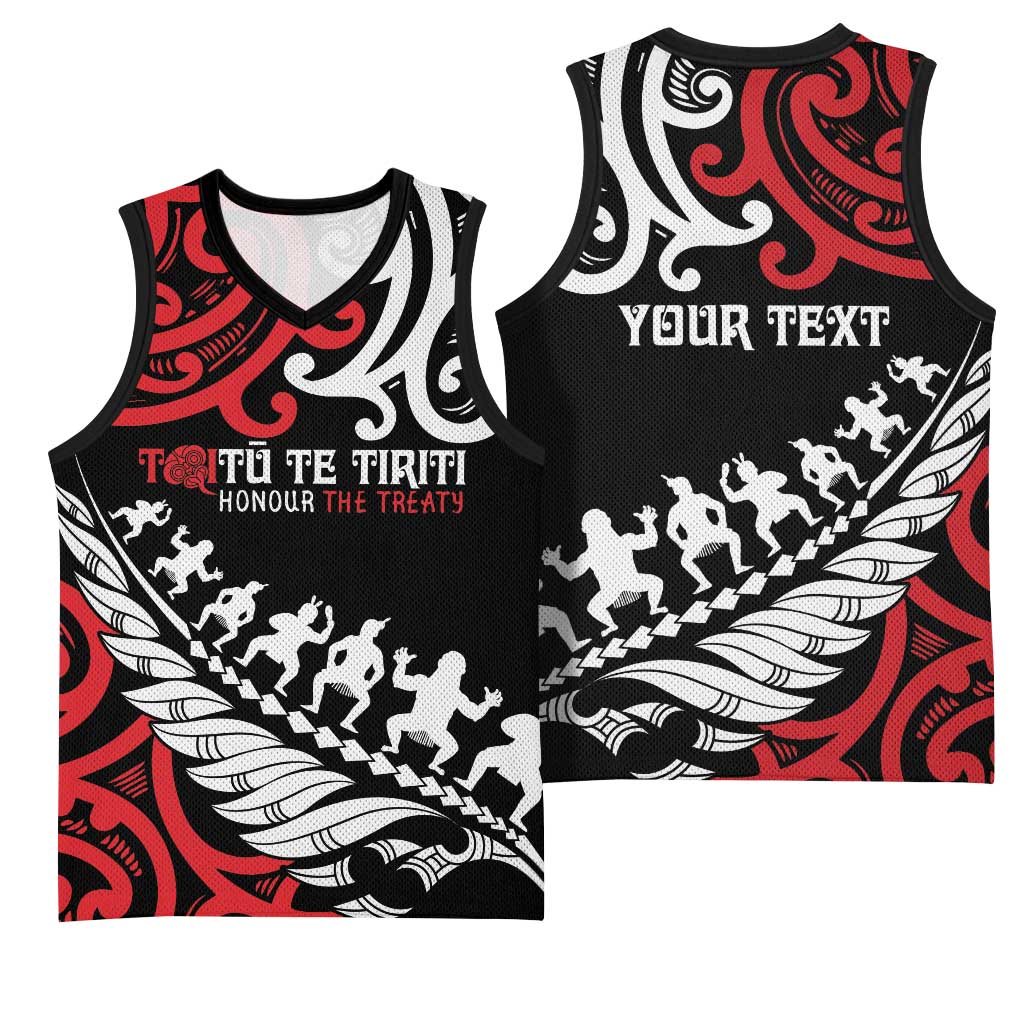 Honour The Treaty New Zealand Personalised Basketball Jersey Toitu Te Tiriti Half Fern Haka Dance - Aussie Hoodie