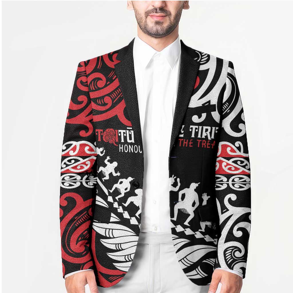 Honour The Treaty New Zealand Personalised Blazer Toitu Te Tiriti Half Fern Haka Dance - Aussie Hoodie