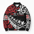 Honour The Treaty New Zealand Personalised Bomber Puffer Jacket Toitu Te Tiriti Half Fern Haka Dance - Aussie Hoodie