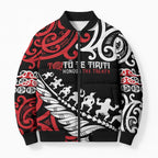 Honour The Treaty New Zealand Personalised Bomber Puffer Jacket Toitu Te Tiriti Half Fern Haka Dance - Aussie Hoodie