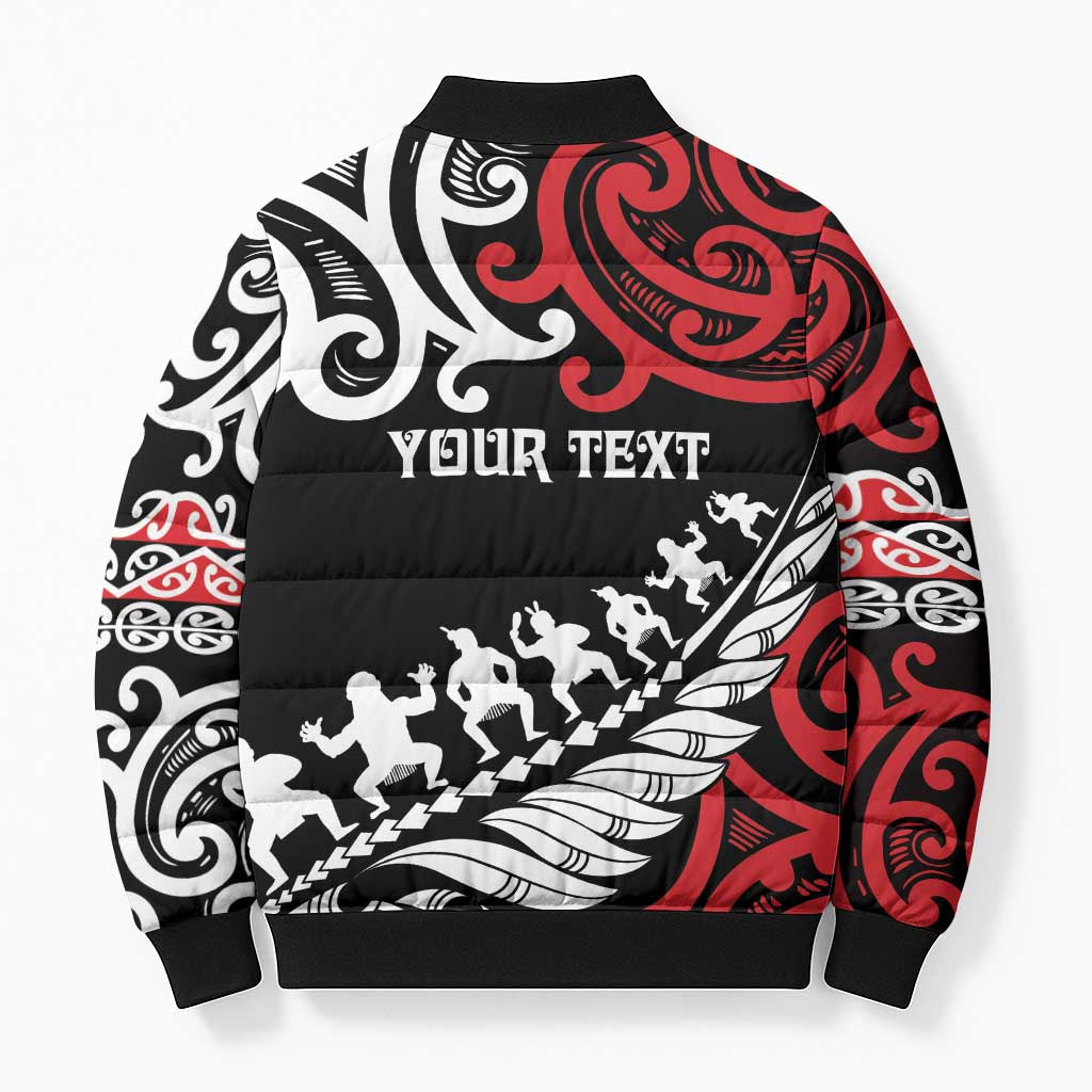 Honour The Treaty New Zealand Personalised Bomber Puffer Jacket Toitu Te Tiriti Half Fern Haka Dance - Aussie Hoodie