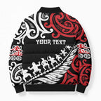 Honour The Treaty New Zealand Personalised Bomber Puffer Jacket Toitu Te Tiriti Half Fern Haka Dance - Aussie Hoodie