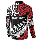 Honour The Treaty New Zealand Personalised Button Sweatshirt Toitu Te Tiriti Half Fern with Haka dance