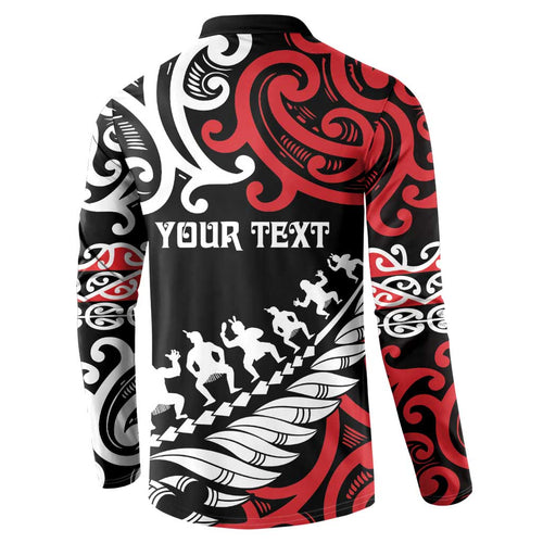 Honour The Treaty New Zealand Personalised Button Sweatshirt Toitu Te Tiriti Half Fern with Haka dance