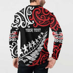 Honour The Treaty New Zealand Personalised Button Sweatshirt Toitu Te Tiriti Half Fern with Haka dance