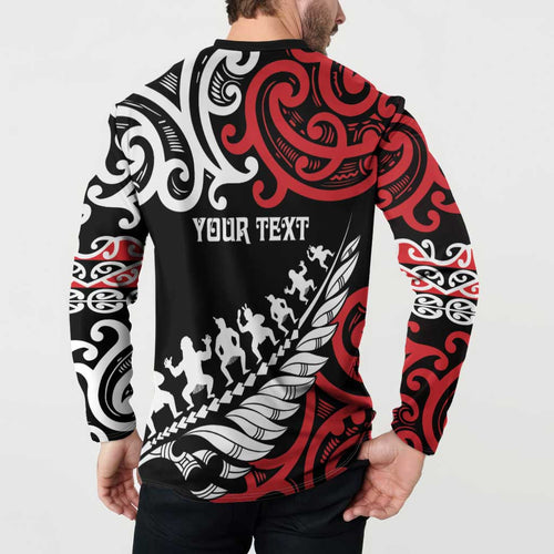 Honour The Treaty New Zealand Personalised Button Sweatshirt Toitu Te Tiriti Half Fern with Haka dance
