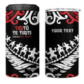 Honour The Treaty New Zealand Personalised 4 in 1 Can Cooler Tumbler Toitu Te Tiriti Half Fern with Haka dance
