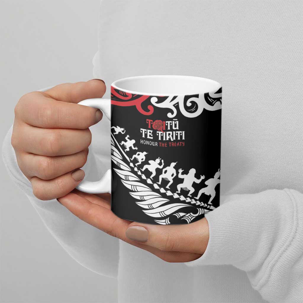Honour The Treaty New Zealand Personalised Ceramic Mug Toitu Te Tiriti Half Fern Haka Dance - Aussie Hoodie
