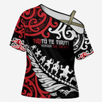 Honour The Treaty New Zealand Personalised Cross Shoulder Shirt Toitu Te Tiriti Half Fern Haka Dance - Aussie Hoodie