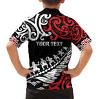 Honour The Treaty New Zealand Personalised Family Matching Puletasi and Hawaiian Shirt Toitu Te Tiriti Half Fern with Haka dance