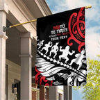 Honour The Treaty New Zealand Personalised Garden Flag Toitu Te Tiriti Half Fern with Haka dance