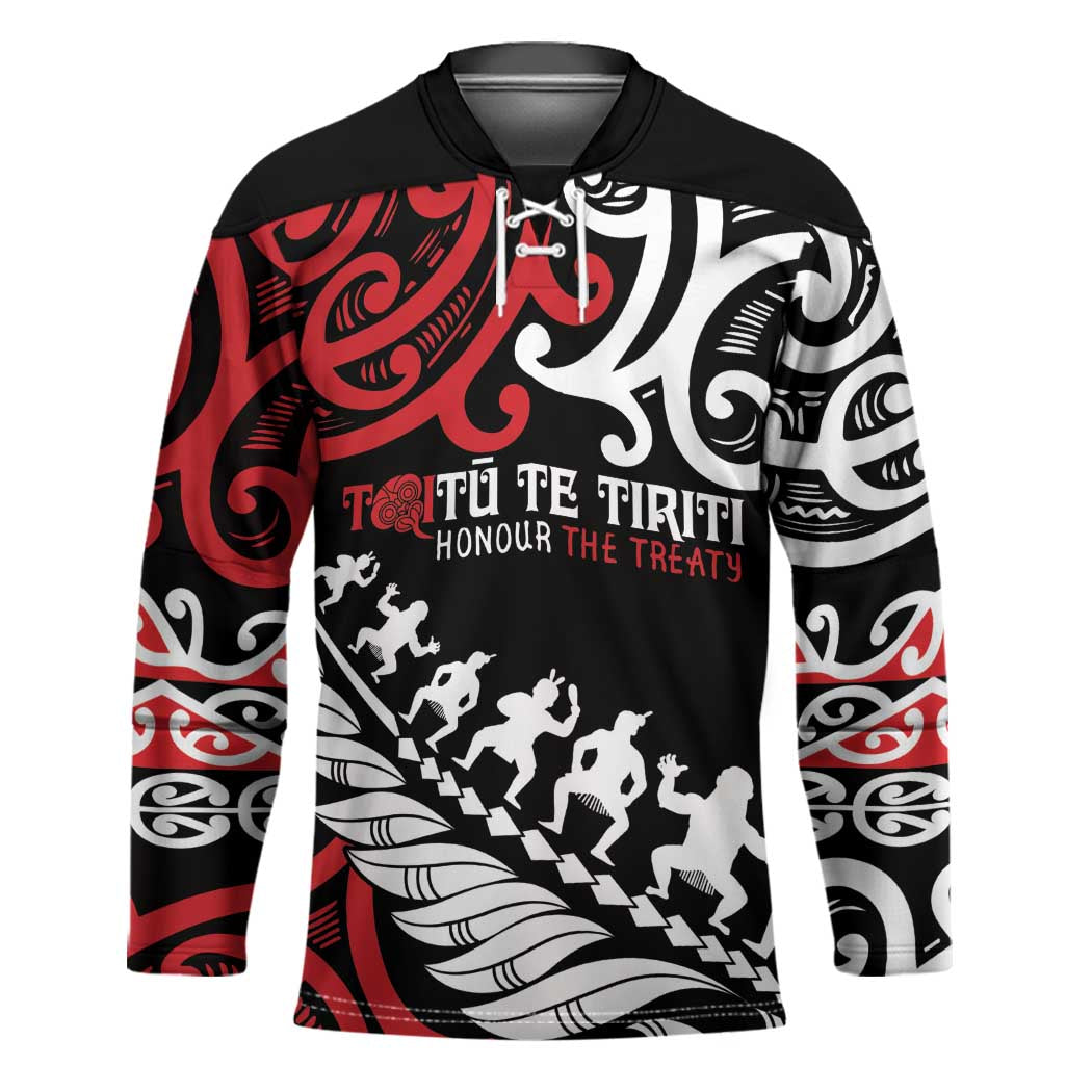 Honour The Treaty New Zealand Personalised Hockey Jersey Toitu Te Tiriti Half Fern Haka Dance - Aussie Hoodie