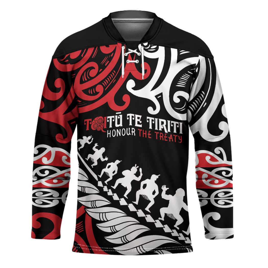 Honour The Treaty New Zealand Personalised Hockey Jersey Toitu Te Tiriti Half Fern Haka Dance - Aussie Hoodie