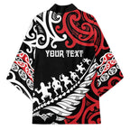 Honour The Treaty New Zealand Personalised Kimono Toitu Te Tiriti Half Fern Haka Dance - Aussie Hoodie