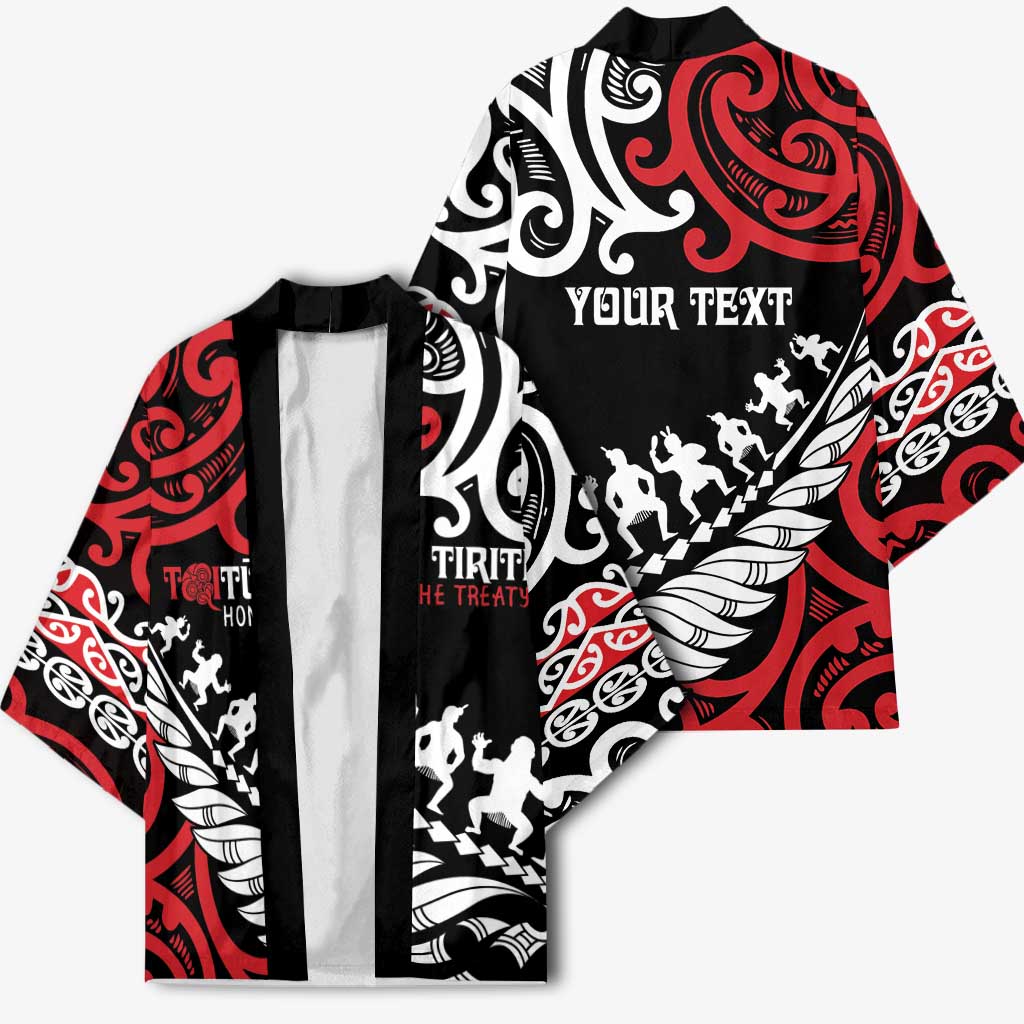 Honour The Treaty New Zealand Personalised Kimono Toitu Te Tiriti Half Fern Haka Dance - Aussie Hoodie