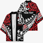 Honour The Treaty New Zealand Personalised Kimono Toitu Te Tiriti Half Fern Haka Dance - Aussie Hoodie