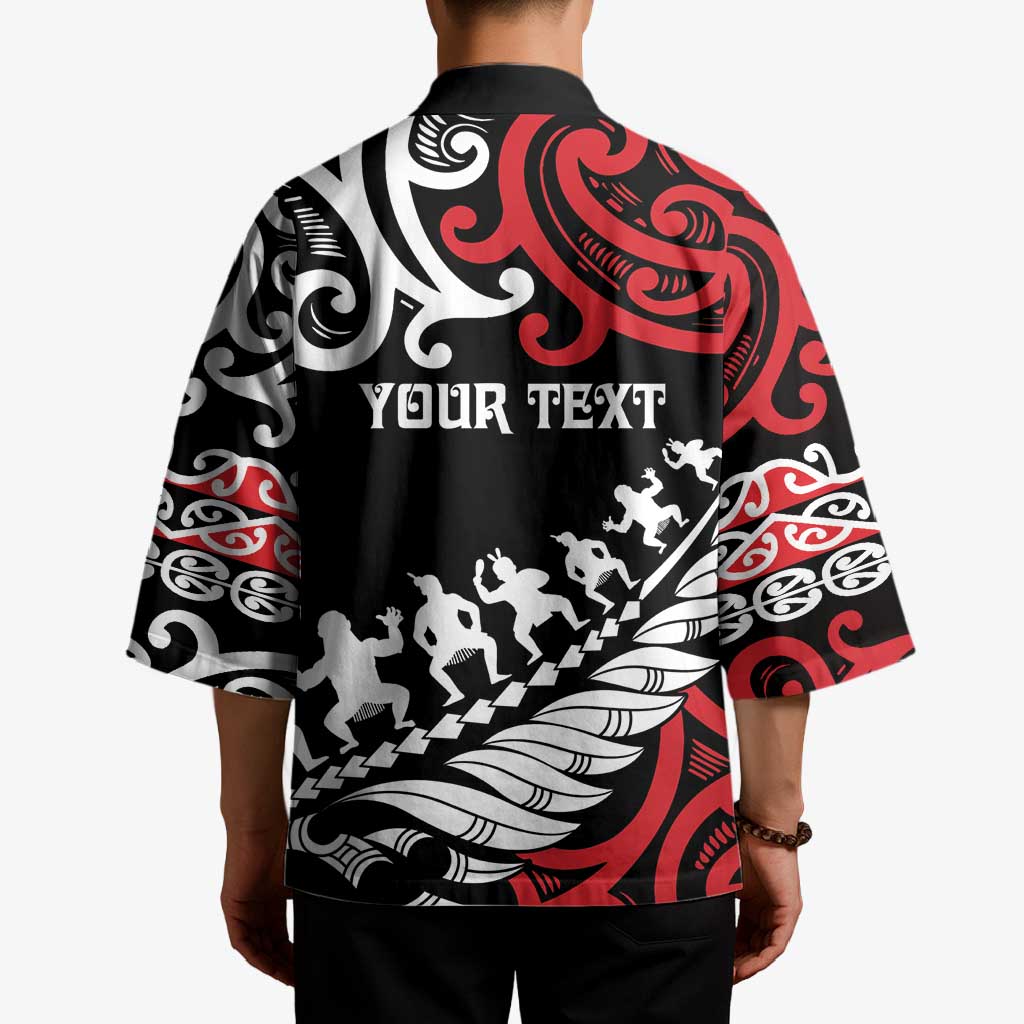 Honour The Treaty New Zealand Personalised Kimono Toitu Te Tiriti Half Fern Haka Dance - Aussie Hoodie