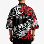 Honour The Treaty New Zealand Personalised Kimono Toitu Te Tiriti Half Fern Haka Dance - Aussie Hoodie