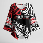 Honour The Treaty New Zealand Personalised Kimono Sleeve Blouse Toitu Te Tiriti Half Fern Haka Dance - Aussie Hoodie