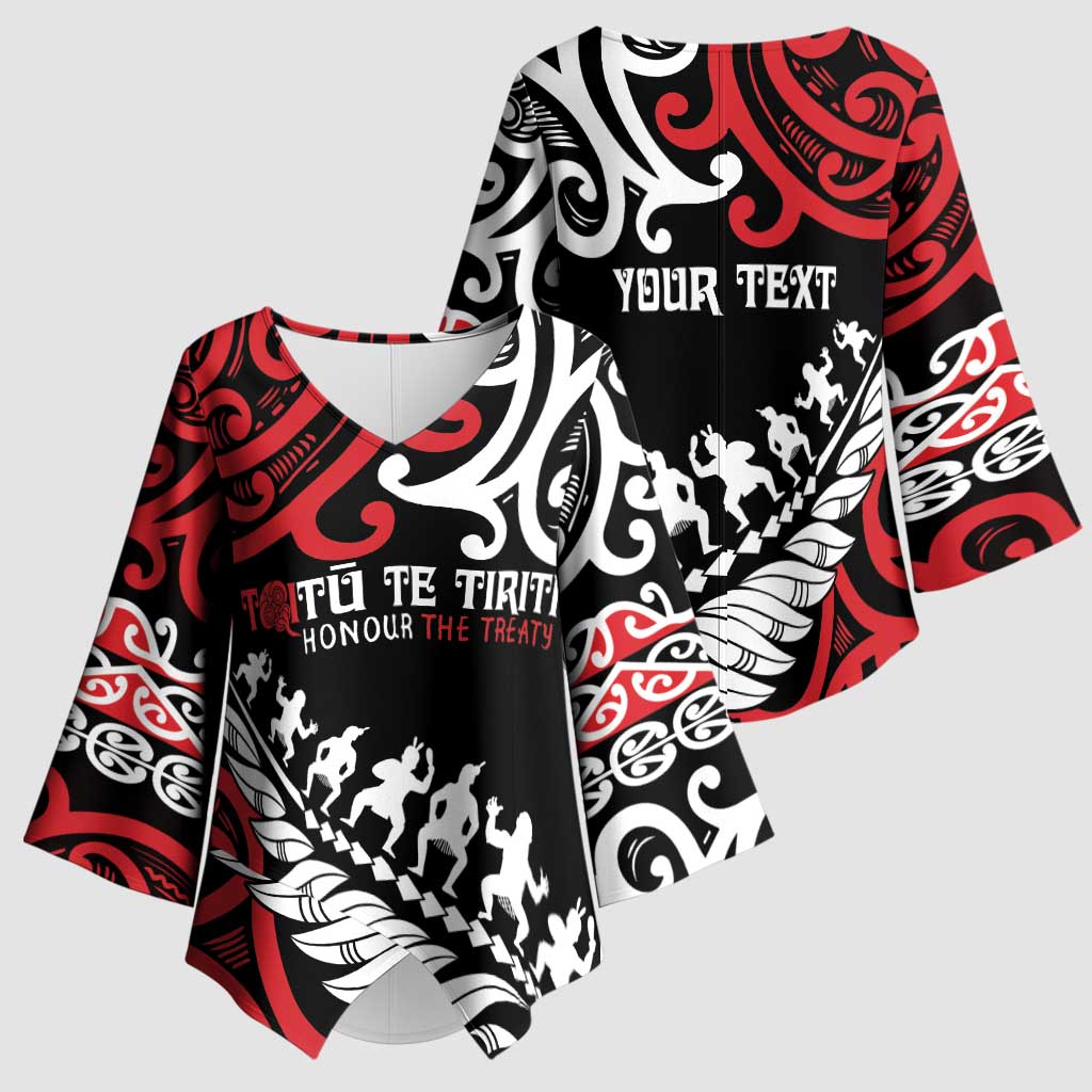 Honour The Treaty New Zealand Personalised Kimono Sleeve Blouse Toitu Te Tiriti Half Fern Haka Dance - Aussie Hoodie