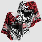 Honour The Treaty New Zealand Personalised Kimono Sleeve Blouse Toitu Te Tiriti Half Fern Haka Dance - Aussie Hoodie