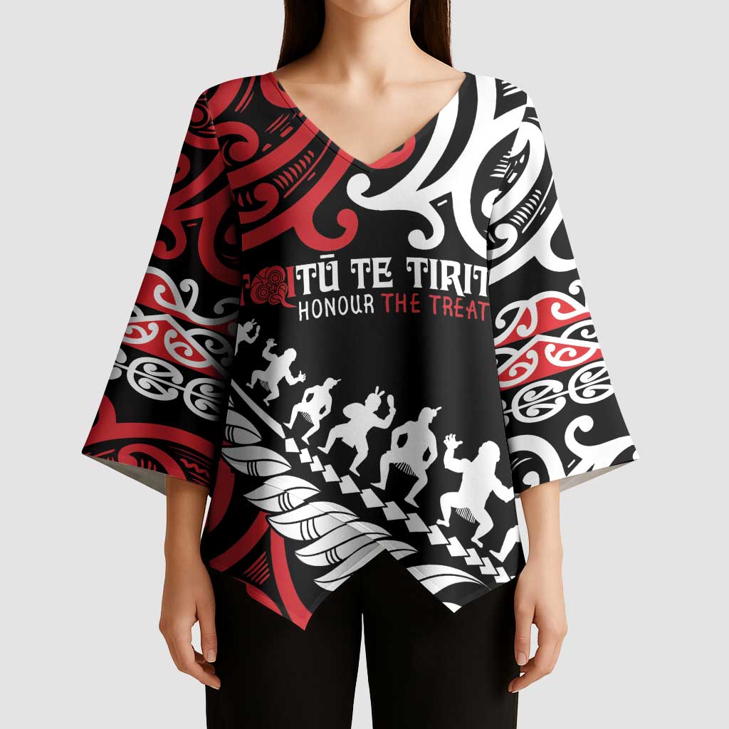 Honour The Treaty New Zealand Personalised Kimono Sleeve Blouse Toitu Te Tiriti Half Fern Haka Dance - Aussie Hoodie