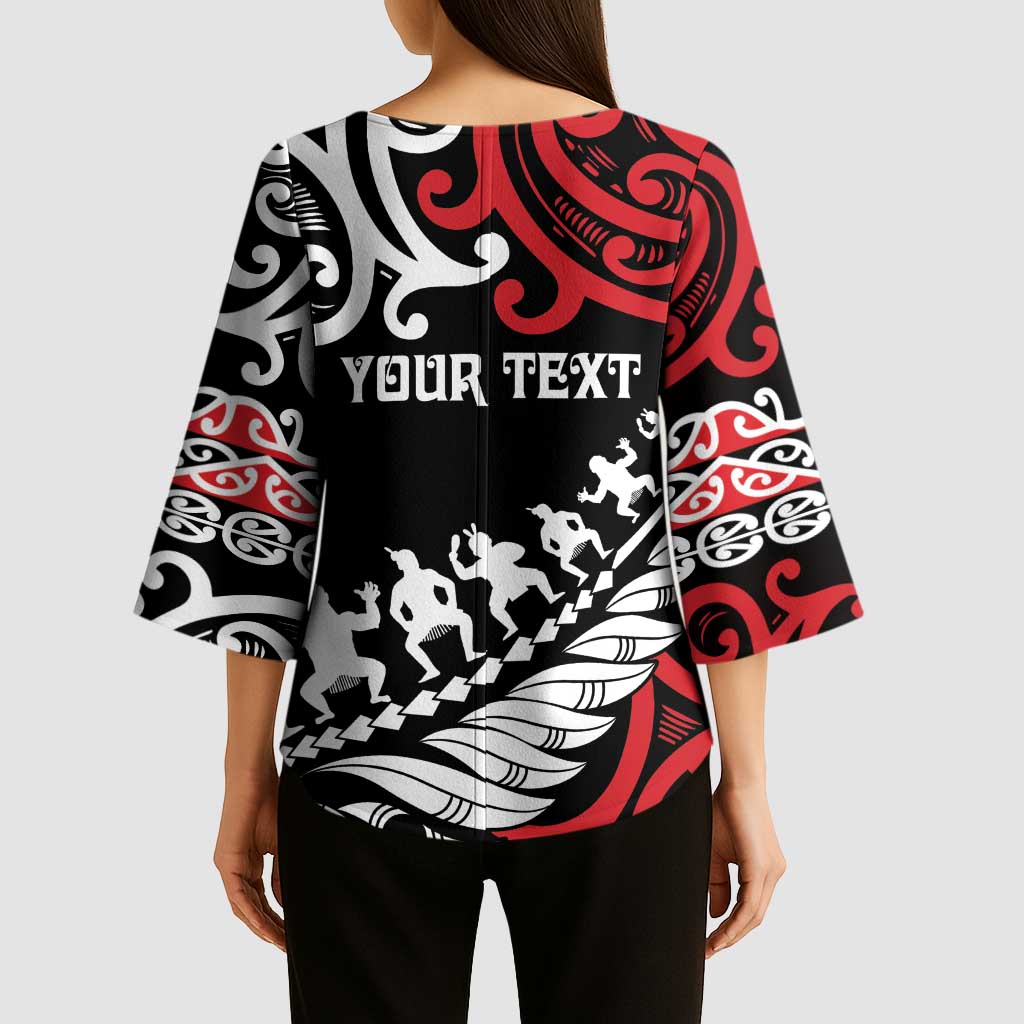 Honour The Treaty New Zealand Personalised Kimono Sleeve Blouse Toitu Te Tiriti Half Fern Haka Dance - Aussie Hoodie
