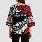 Honour The Treaty New Zealand Personalised Kimono Sleeve Blouse Toitu Te Tiriti Half Fern Haka Dance - Aussie Hoodie