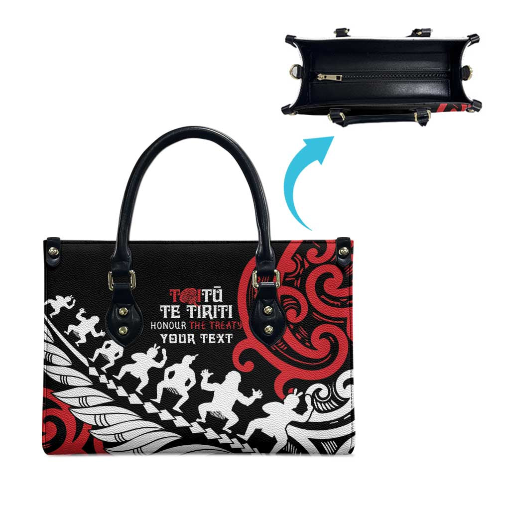 Honour The Treaty New Zealand Personalised Leather Bag Toitu Te Tiriti Half Fern Haka Dance - Aussie Hoodie