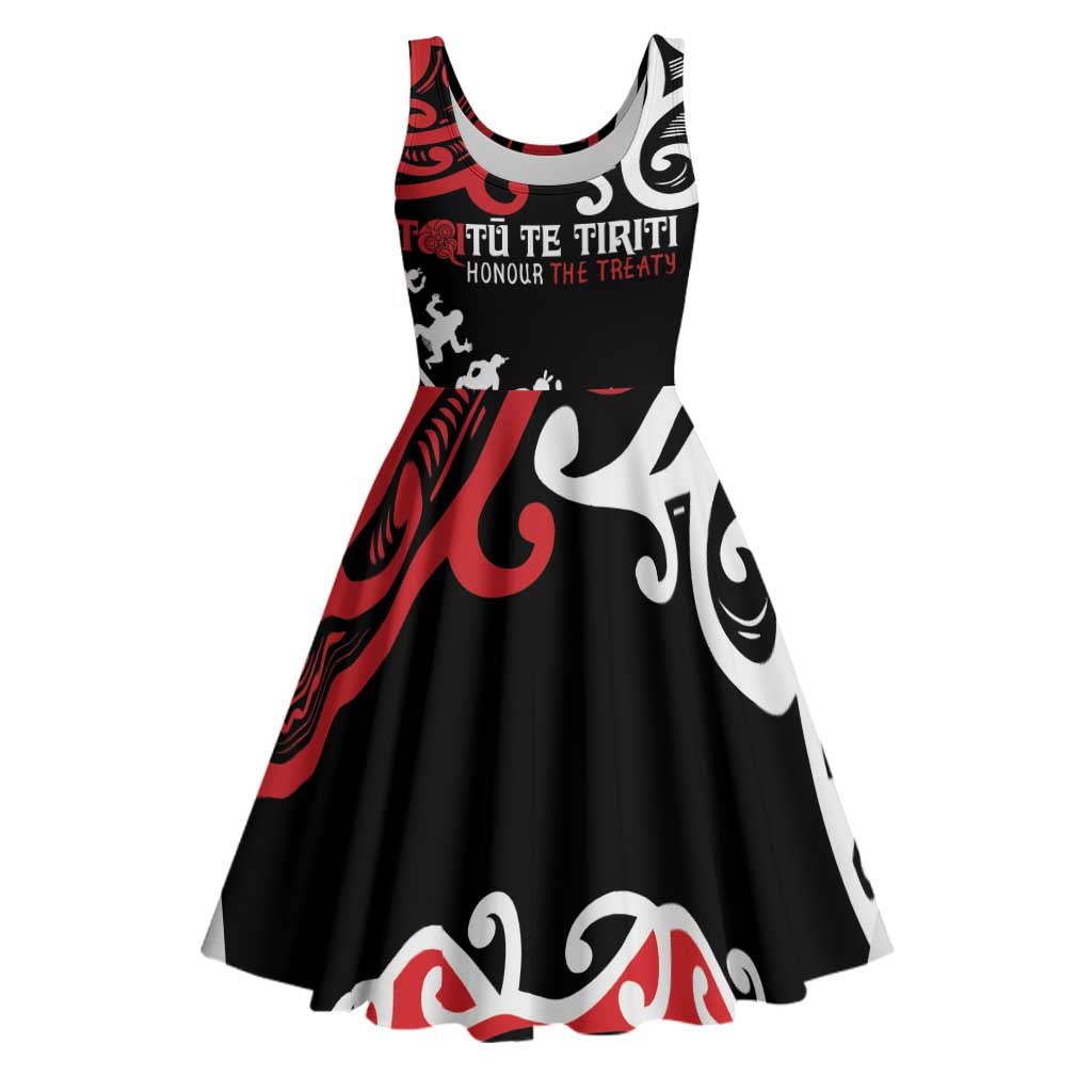 Honour The Treaty New Zealand Personalised Midi Dress Toitu Te Tiriti Half Fern Haka Dance - Aussie Hoodie