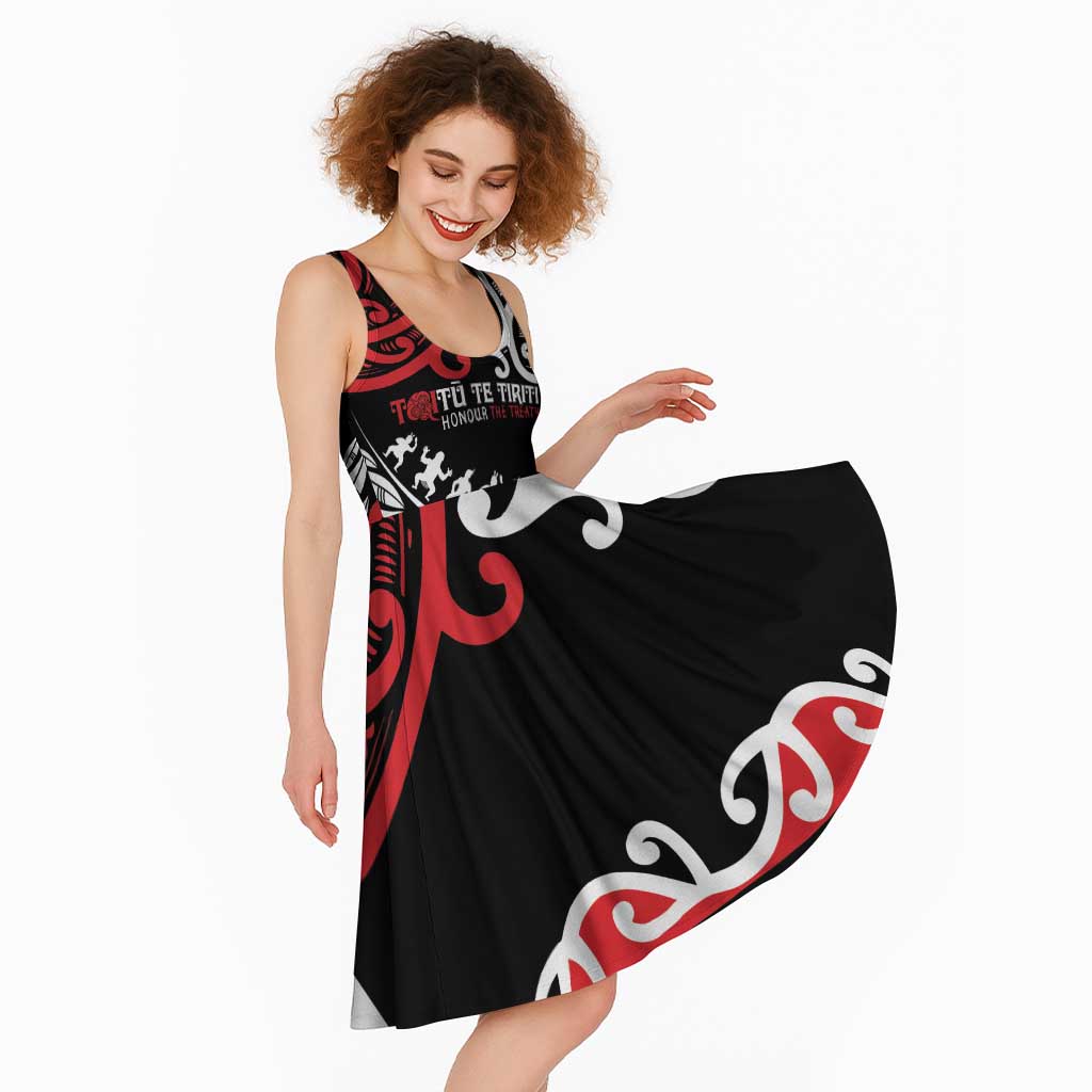 Honour The Treaty New Zealand Personalised Midi Dress Toitu Te Tiriti Half Fern Haka Dance - Aussie Hoodie
