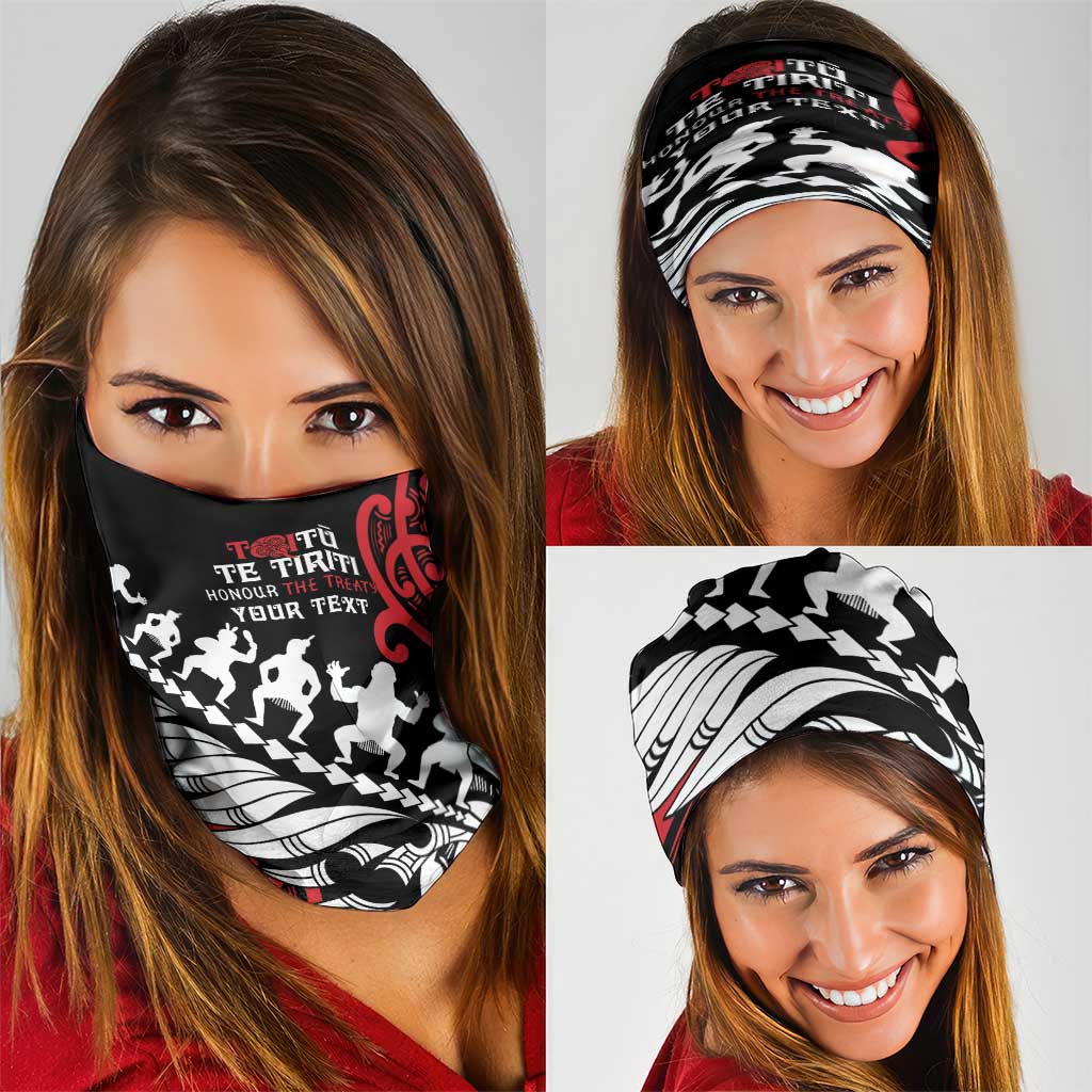 Honour The Treaty New Zealand Personalised Neck Gaiter Toitu Te Tiriti Half Fern Haka Dance LT9