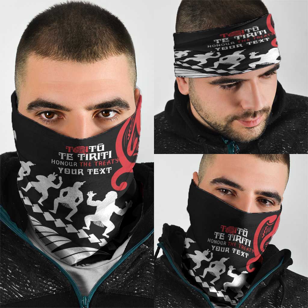 Honour The Treaty New Zealand Personalised Neck Gaiter Toitu Te Tiriti Half Fern Haka Dance LT9