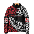 Honour The Treaty New Zealand Personalised Padded Jacket Toitu Te Tiriti Half Fern Haka Dance - Aussie Hoodie