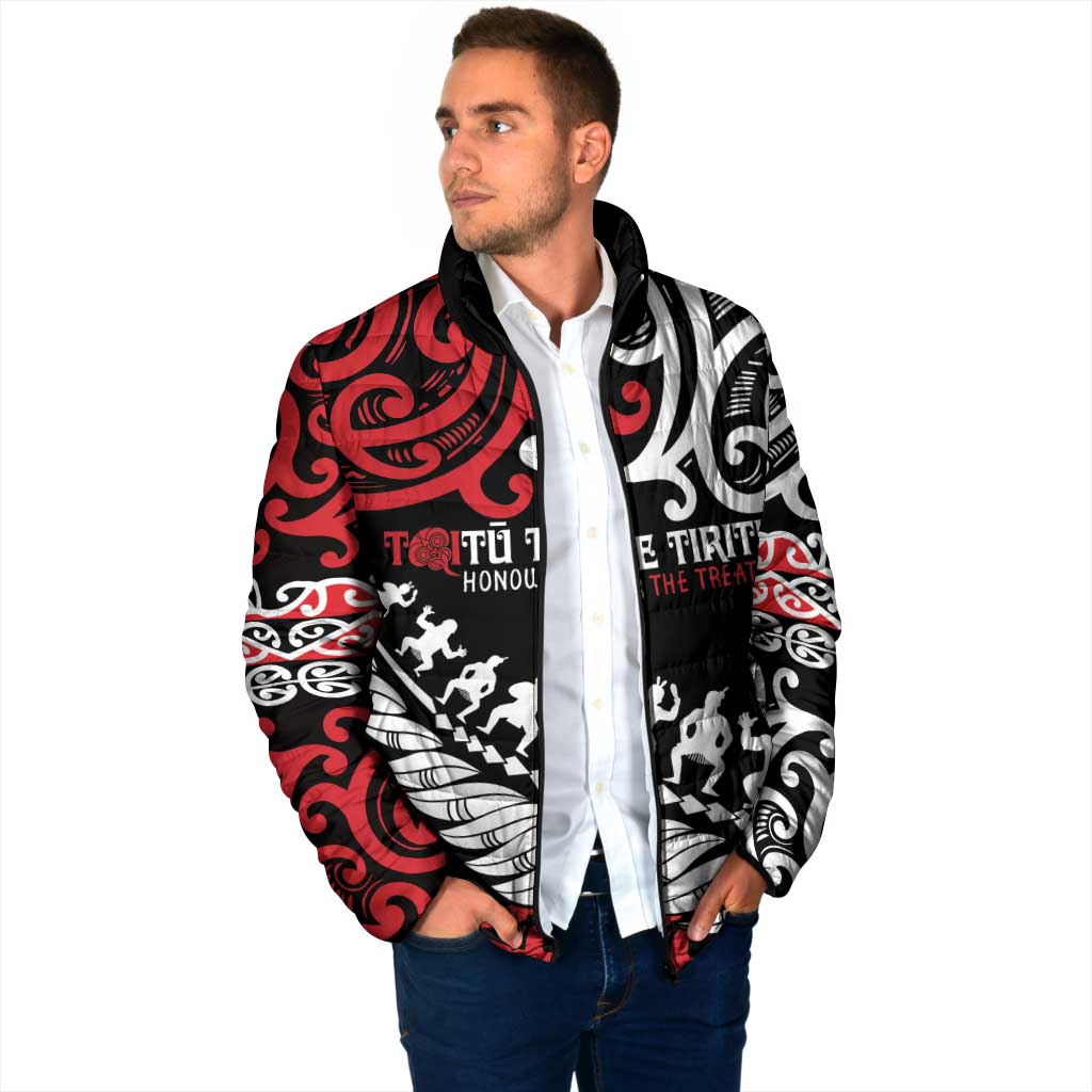 Honour The Treaty New Zealand Personalised Padded Jacket Toitu Te Tiriti Half Fern Haka Dance - Aussie Hoodie
