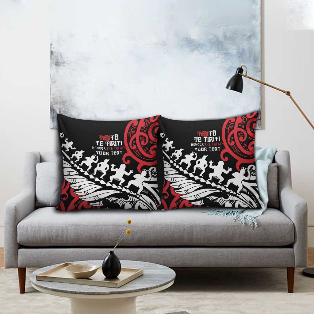 Honour The Treaty New Zealand Personalised Pillow Cover Toitu Te Tiriti Half Fern Haka Dance - Aussie Hoodie
