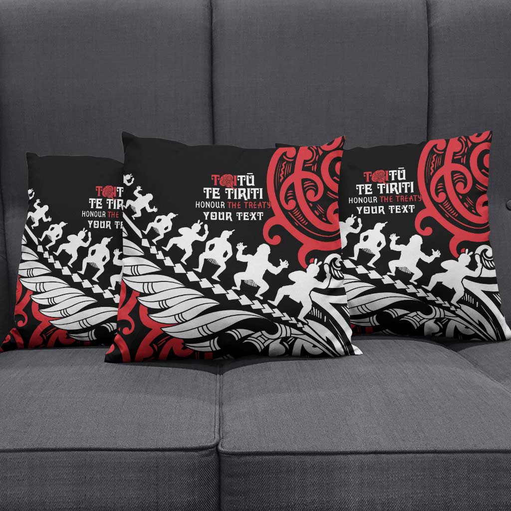 Honour The Treaty New Zealand Personalised Pillow Cover Toitu Te Tiriti Half Fern Haka Dance - Aussie Hoodie