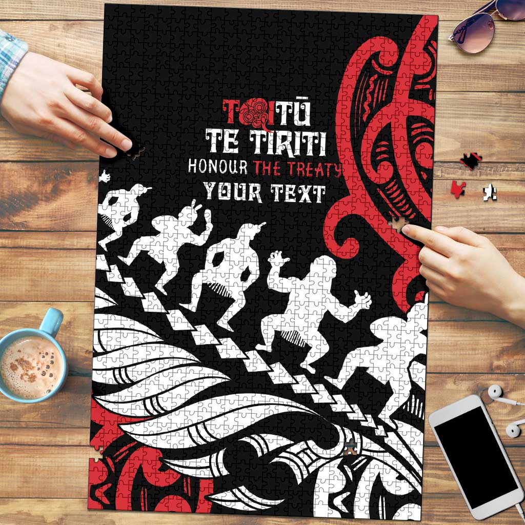 Honour The Treaty New Zealand Personalised Puzzle Toitu Te Tiriti Half Fern Haka Dance - Aussie Hoodie