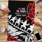 Honour The Treaty New Zealand Personalised Puzzle Toitu Te Tiriti Half Fern Haka Dance - Aussie Hoodie
