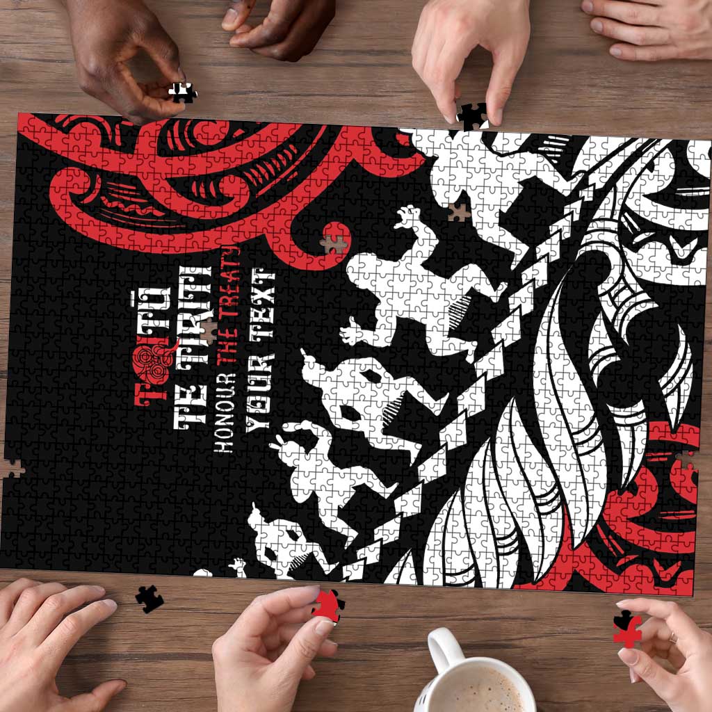 Honour The Treaty New Zealand Personalised Puzzle Toitu Te Tiriti Half Fern Haka Dance - Aussie Hoodie