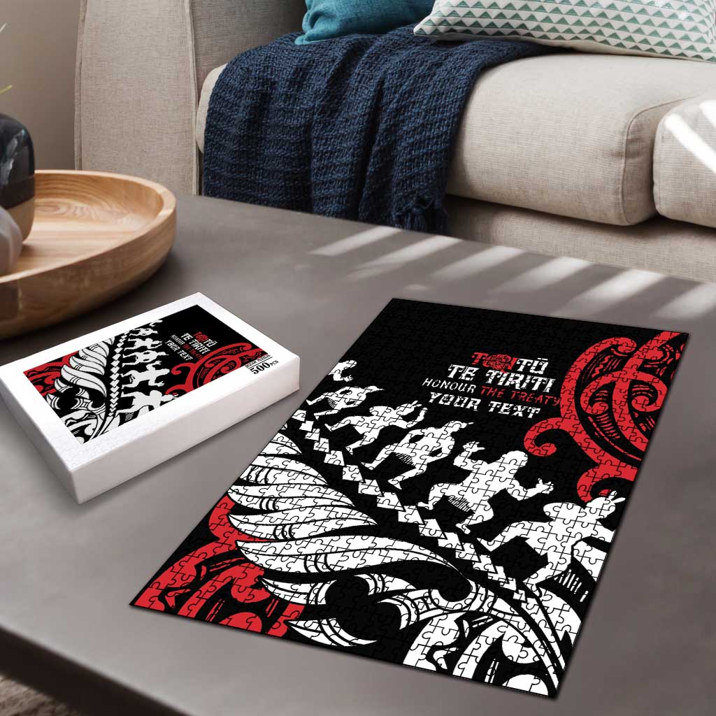 Honour The Treaty New Zealand Personalised Puzzle Toitu Te Tiriti Half Fern Haka Dance - Aussie Hoodie