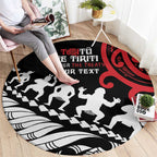 Honour The Treaty New Zealand Personalised Round Carpet Toitu Te Tiriti Half Fern with Haka dance