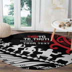 Honour The Treaty New Zealand Personalised Round Carpet Toitu Te Tiriti Half Fern with Haka dance