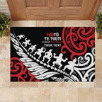 Honour The Treaty New Zealand Personalised Rubber Doormat Toitu Te Tiriti Half Fern with Haka dance