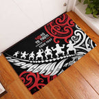 Honour The Treaty New Zealand Personalised Rubber Doormat Toitu Te Tiriti Half Fern with Haka dance