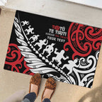 Honour The Treaty New Zealand Personalised Rubber Doormat Toitu Te Tiriti Half Fern with Haka dance