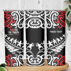 Honour The Treaty New Zealand Personalised Skinny Tumbler Toitu Te Tiriti Half Fern with Haka dance